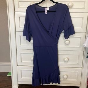 Francesca’s navy wrap dress. Size large.